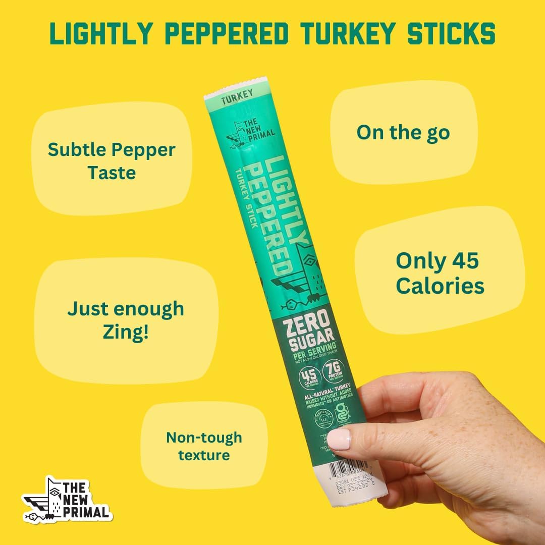 New Primal Lightly Peppered Turkey Stis, Keto & Gluten Healthy