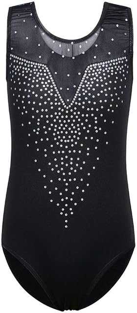 ZNYUNE Girls One Piece Blue Gradient Color Sparkle Leotard Dancing Ballet Gymnastics Athletic Leotards for Little Girl