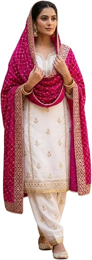 Traditions Bazaar Women’s Velvet Embroidered Dupatta with Heavy Zari Work, Velvet Lace &amp; Moti Border | Ethnic Bridal (Only...