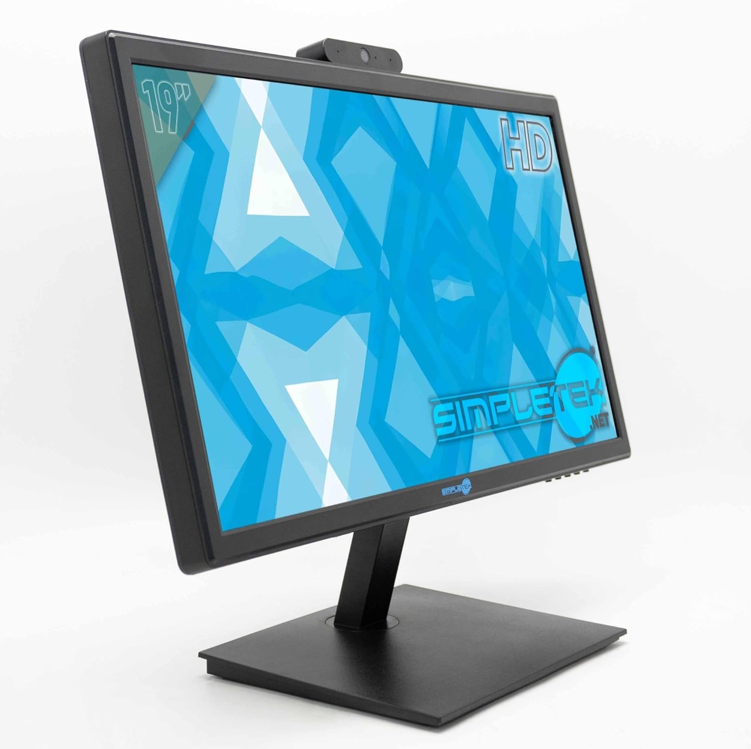 SIMPLETEK - Monitor 19 pollici HD con Webcam 5MP Integrata | HDMI, VGA | Speaker integrati | VESA 75x75mm