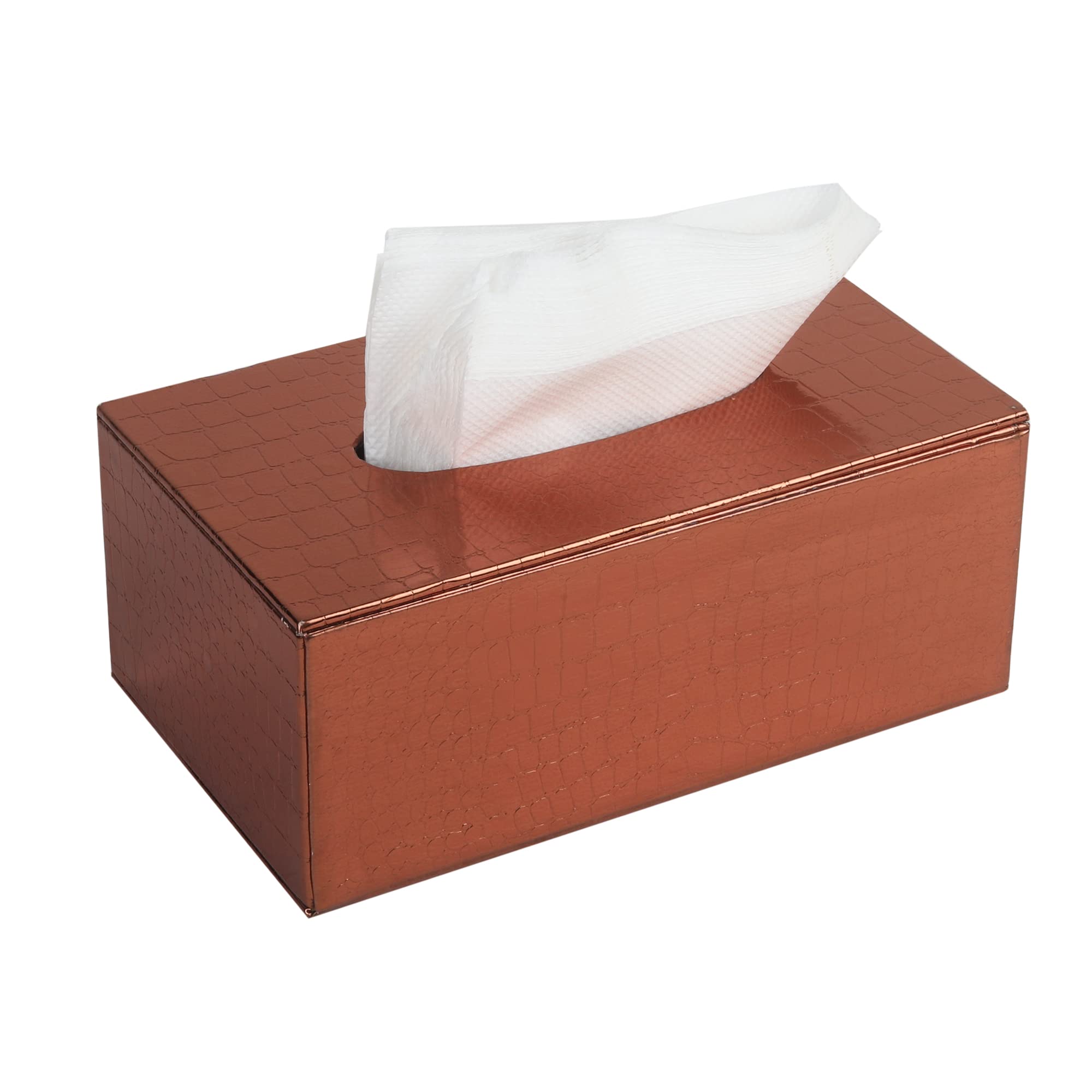 Anything & Everything Premium Tissue Holder Box | Paper Napkin Holder | Tissue Dispenser with Magnetic Bottom for Home/Office/Cafe (Rose Gold)