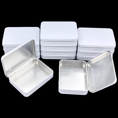 Miniatura 9 de 12 recipientes rectangulares de metal vacíos con bisagras para necesidades básicas, organizador de almacenamiento para el hogar, juego de mini
