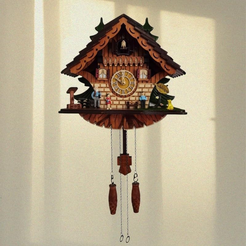 Miniatura 3 de Reloj de pared de madera retro de 23.6 in de altura, reloj tallado con elegancia, adecuado para decorar salas de estar, dormitorios, escritorios,