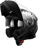 Westt DOT Motorcycle Helmets - Helmets for Adults Motorcycle Motocross - Dirt Bike Full Face Helmets Chin Liftable Dual Visor(L/Matte Black Torque X) - 1