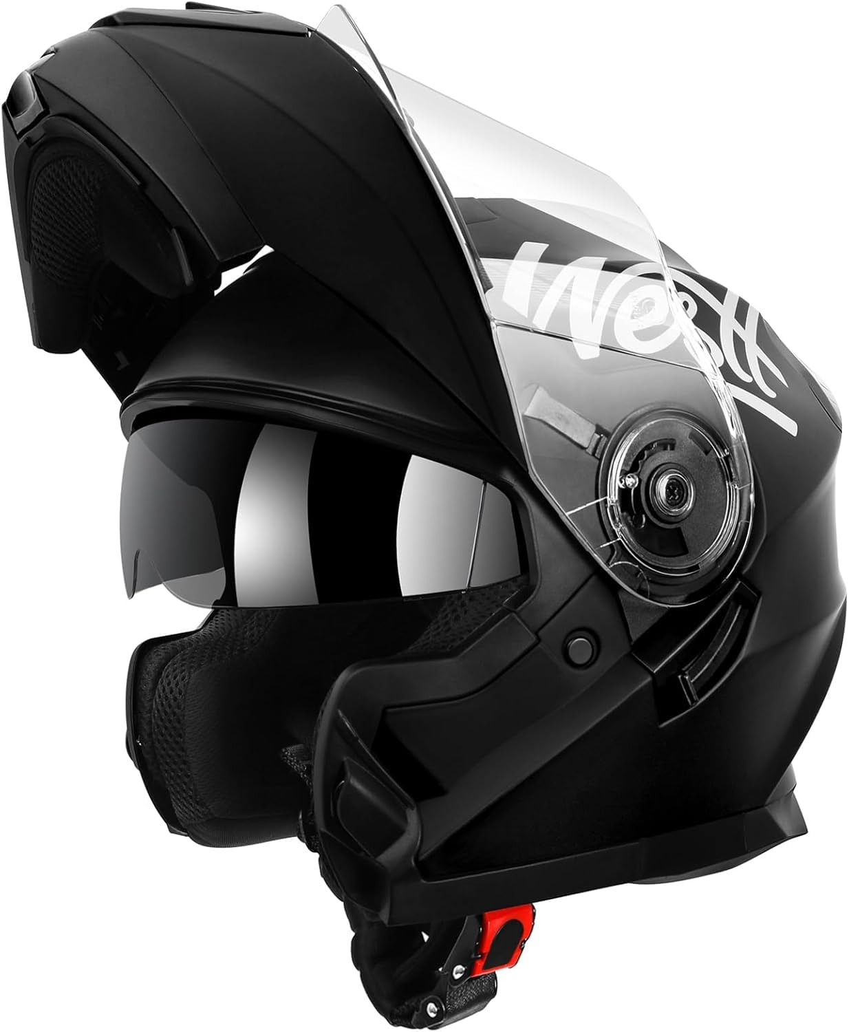 Westt Motorrad Klapphelm mit Sonnenblende & Doppelvisier – ECE 22.06 Zertifiziert – Integralhelm leicht aus ABS/EPS – Bluetooth vorbereitet – herausnehmbares Waschfutter – Motorradhelm Damen & Herren