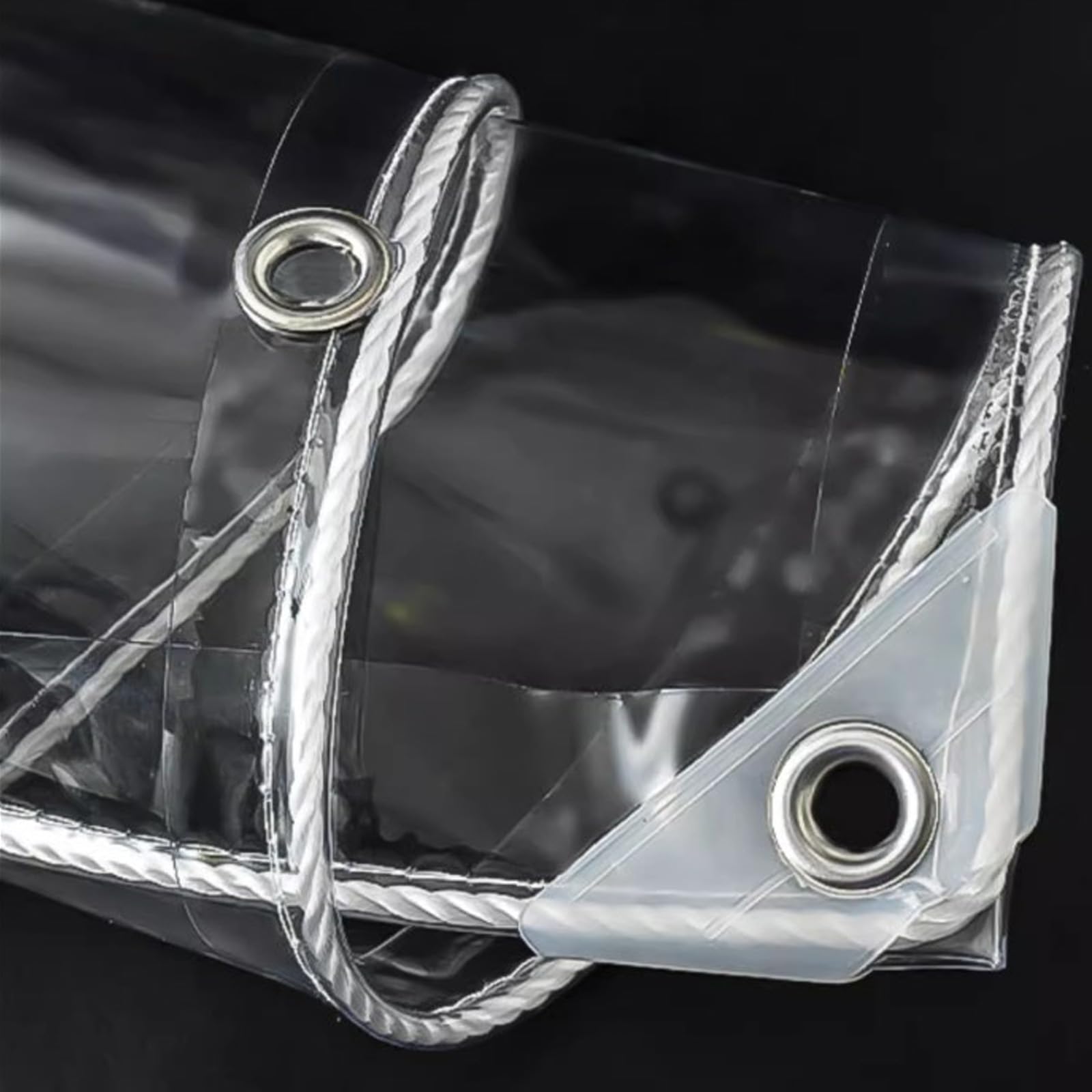 Transparente Plane mit Ösen,0.35mm PVC wasserdichte Klare Abdeckplane Tarps,Regenschutz Plane,Durchsichtig Faltbar,für Gartenmöbel Pflanzen Gewächshaus Camping Vordach (3.5m x 2m)