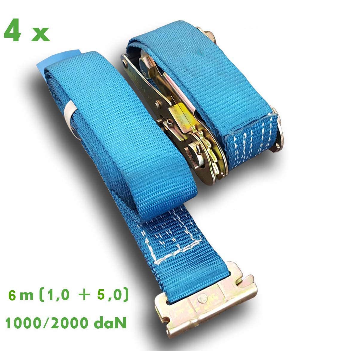 4 x Spanngurt 6m / 1000-2000 daN Ankerschiene Kombischiene Langlochschiene