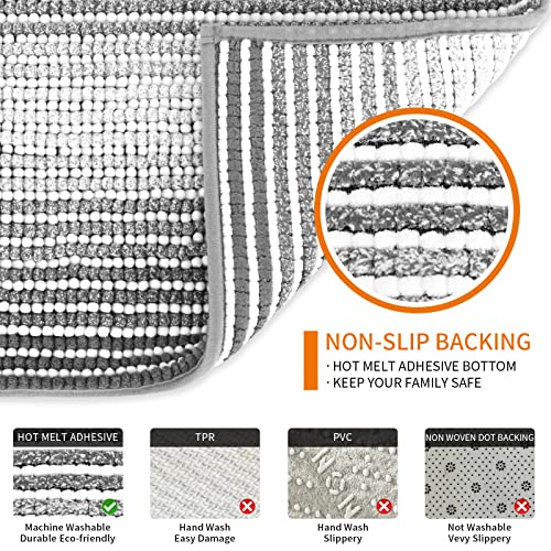 Venuso Badezimmerteppich rutschfest Waschbar Badematte, Chenille badematte rutschfest, Badvorleger für Dusche,Badewanne… – Bild 6