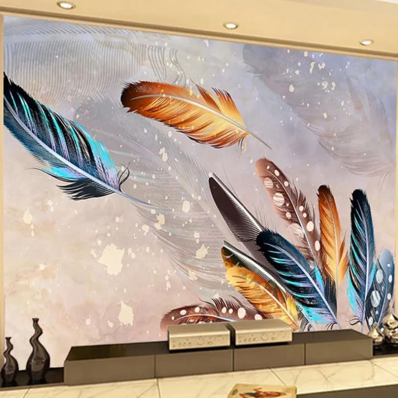 Papier peint plume moderne 3D sublime le mur de votre salon cosy - 4