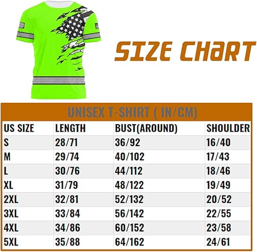 Miniatura 6 de HiVis Custom Camisa de alta visibilidad de calavera con bandera de Estados Unidos para hombres, camisas de seguridad con nombre personalizado, ropa