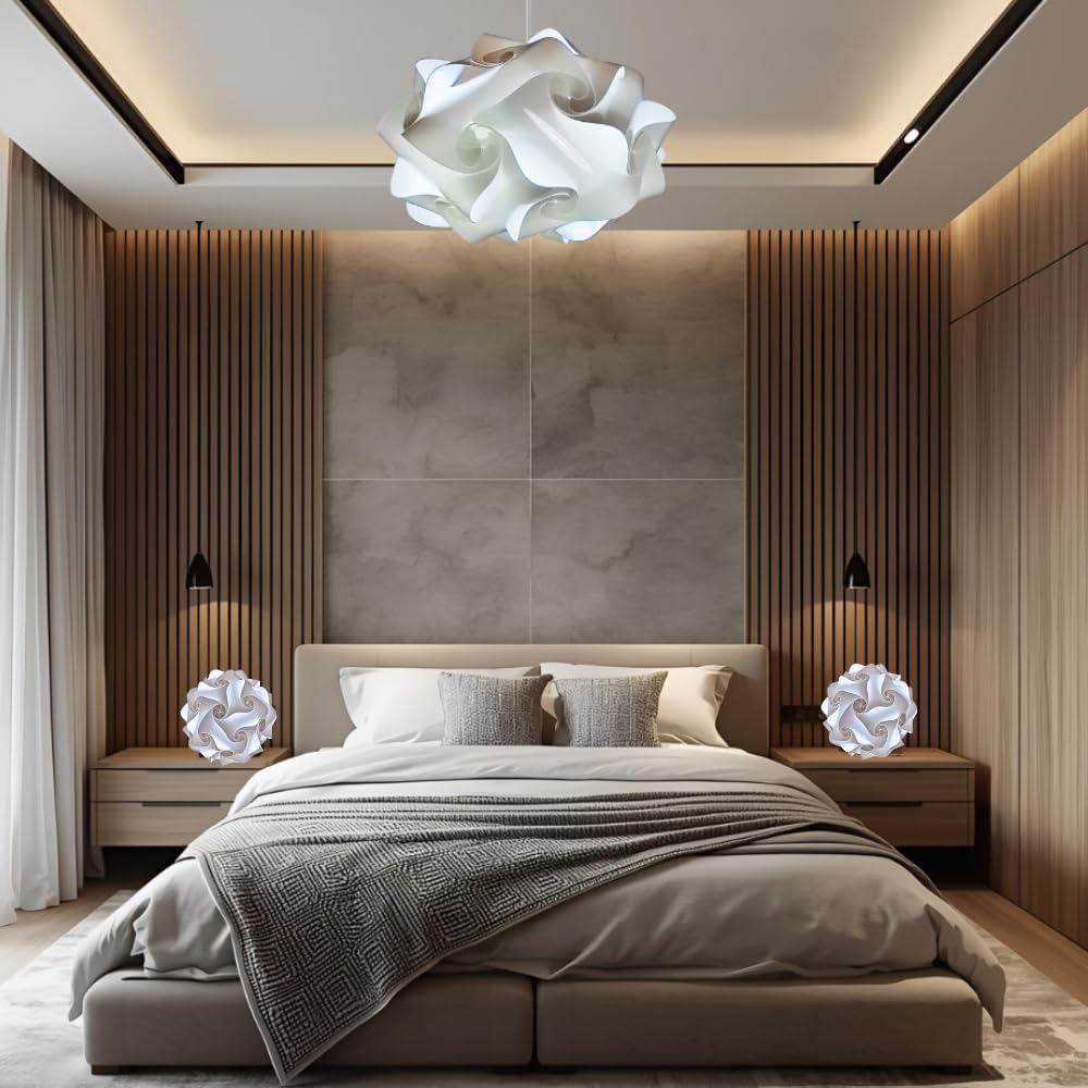 LAMPADESIGN Paar Nachttischlampen FIOCCO Modell Weiße Kugel Durchmesser 23 cm Lieferung montiert 2 Glamour Chic Nachttischlampen Schlafzimmerbeleuchtung