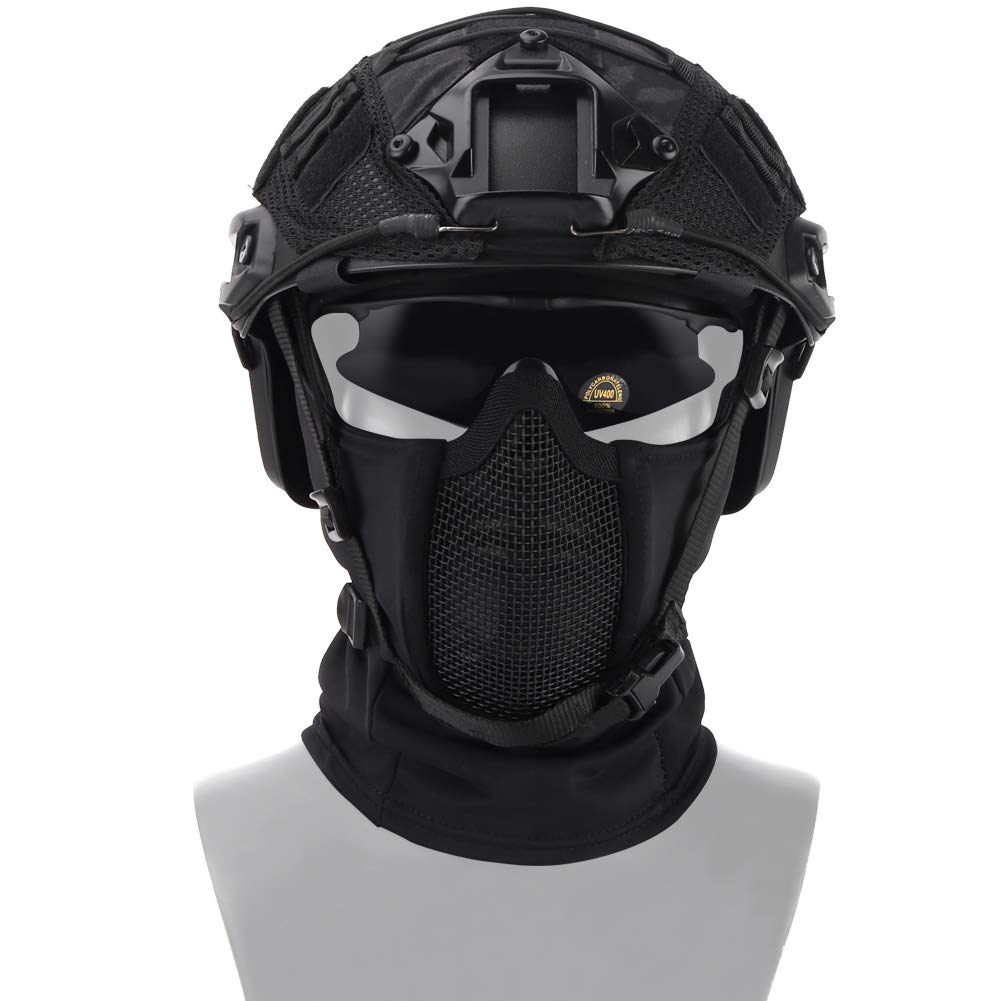 Pasamontañas Máscara de Malla Calentador de Cuello Máscara de Cara Completa Airsoft Caza Caza Ciclismo Capucha Estilo Ninja