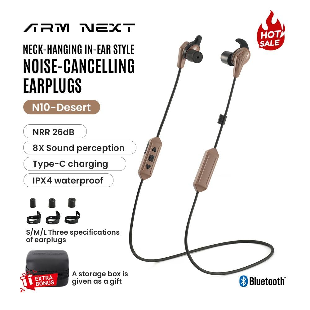 Omana Tappi per le orecchie elettroniche con cancellazione del rumore Bluetooth 5.3 Earpods Protezione dell'udito Auricolari per Caccia/Tattico/Tiro/Militare/Eventi Musicali/Costruzioni/Concerti