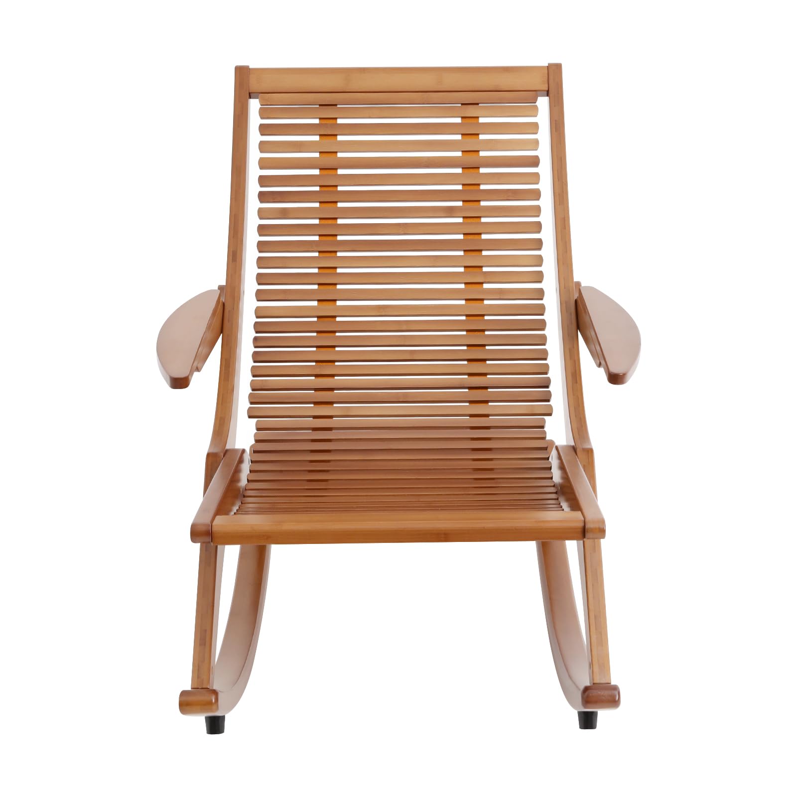 Bambusowy fotel bujany z ergonomicznym siedziskiem, obciążenie do 150 kg, swobodne kołysanie, do salonu, sypialni i na balkon, eleganckie wzornictwo w kolorze brązowym, 54,8 x 92 x 75,5 cm