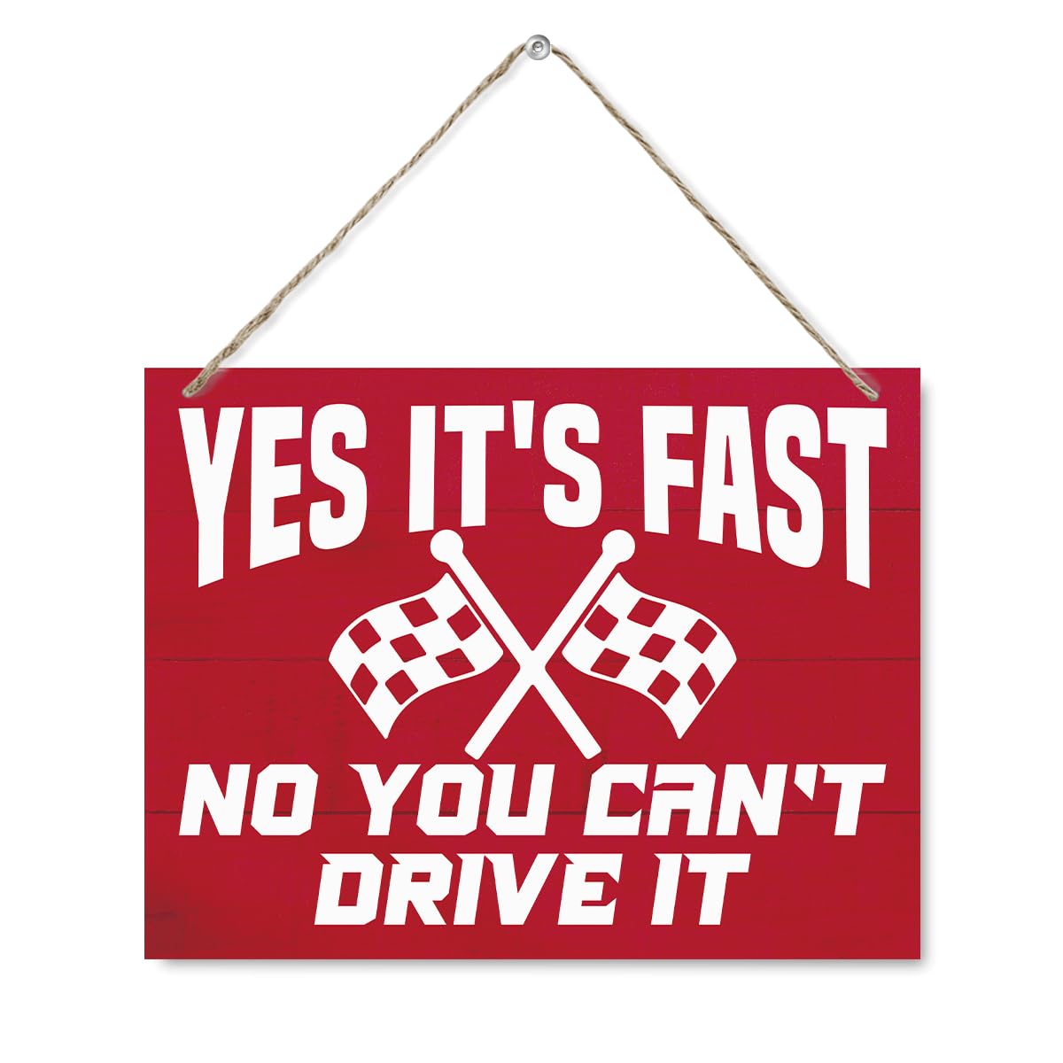 Funny Corvette Sign - Yes it's Fast No You Can't Drive It, Decorative Wooden Hanging Wall Plaque, Corvette Wall Art for Home Man Cave or Garage Decor, Car Lover Gift, 7.9 x 10.2 Inches