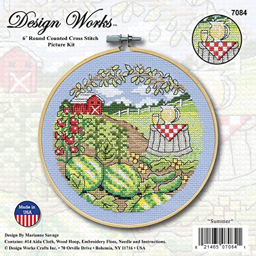 Image of Summer Counted Cross Stitch Kit with Hoop