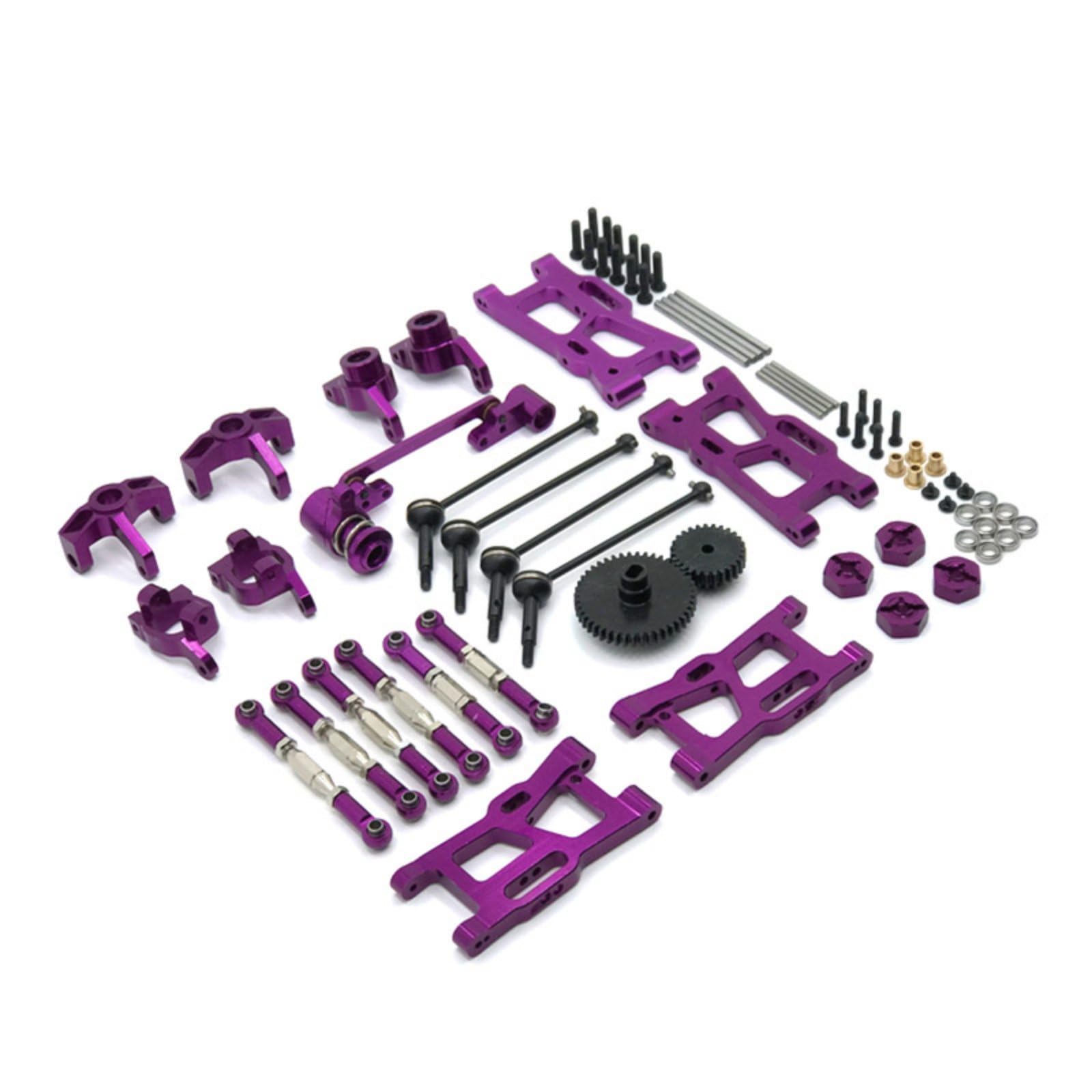 predolo Vehículo Industrial Kit Metálico para Coche RC Conjunto de Repuesto Juego de Piezas con Brazos de Aluminio Bieletas Bujes Engranajes y Rodamientos, Púrpura