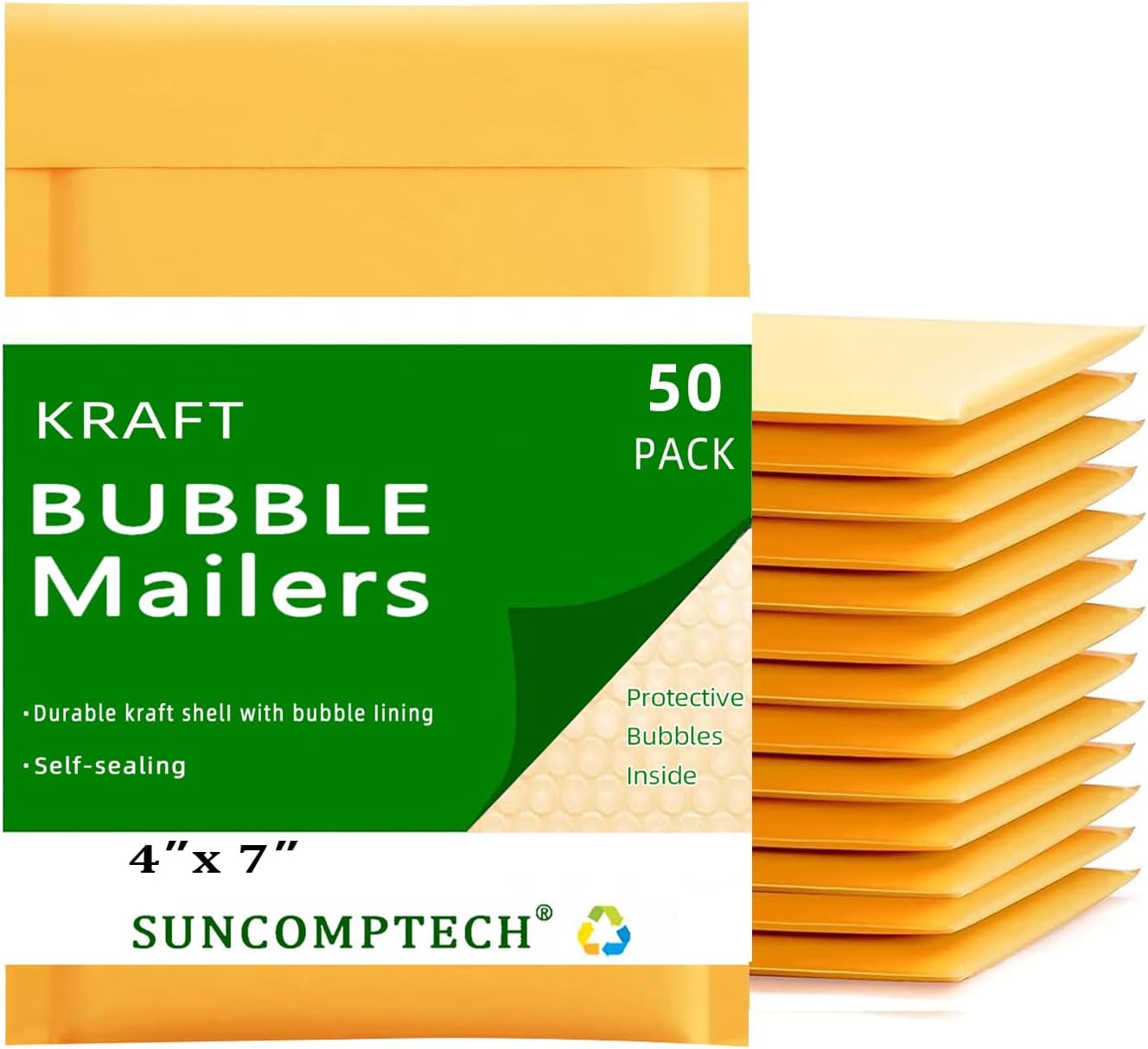 Thick Kraft Bubble Mailers, Self-Sealing Padded Envelopes, Cushioned Shipping bags (200, 4" x 6")