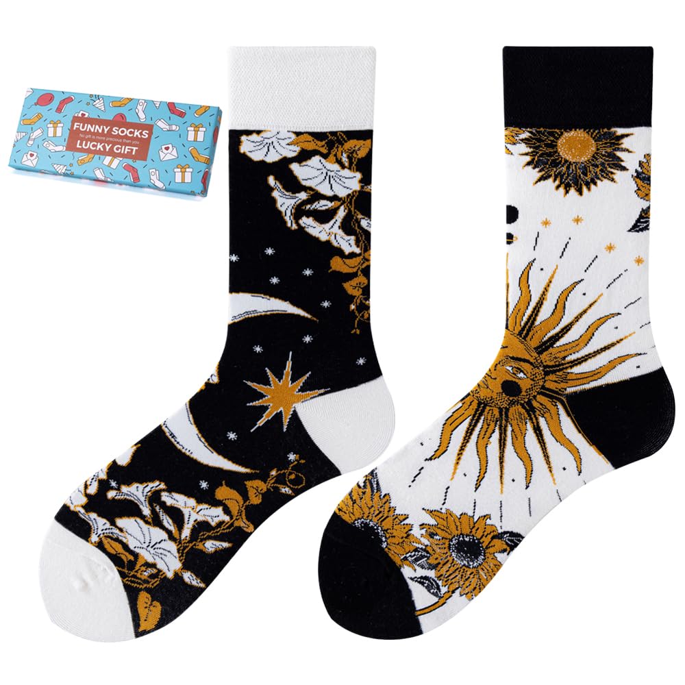 Calcetines Divertidos Unisex para Mujer y Hombre con Diseños Asimétricos en Par - Temas Animales, Comida, Fruta, Deporte y Arte en Algodón - Ideal para Regalos — view 56