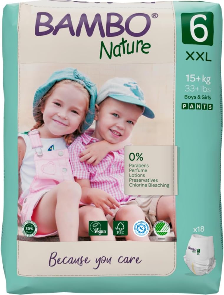 Premium Training Pants, Pull Ups, Eco-Labelled Potty Training Pants, Training Nappy Pants, Secure & Comfortable, Discreet Pants For Active Day & Comfy Night's Sleep - Size 6 / XXL, 18PK