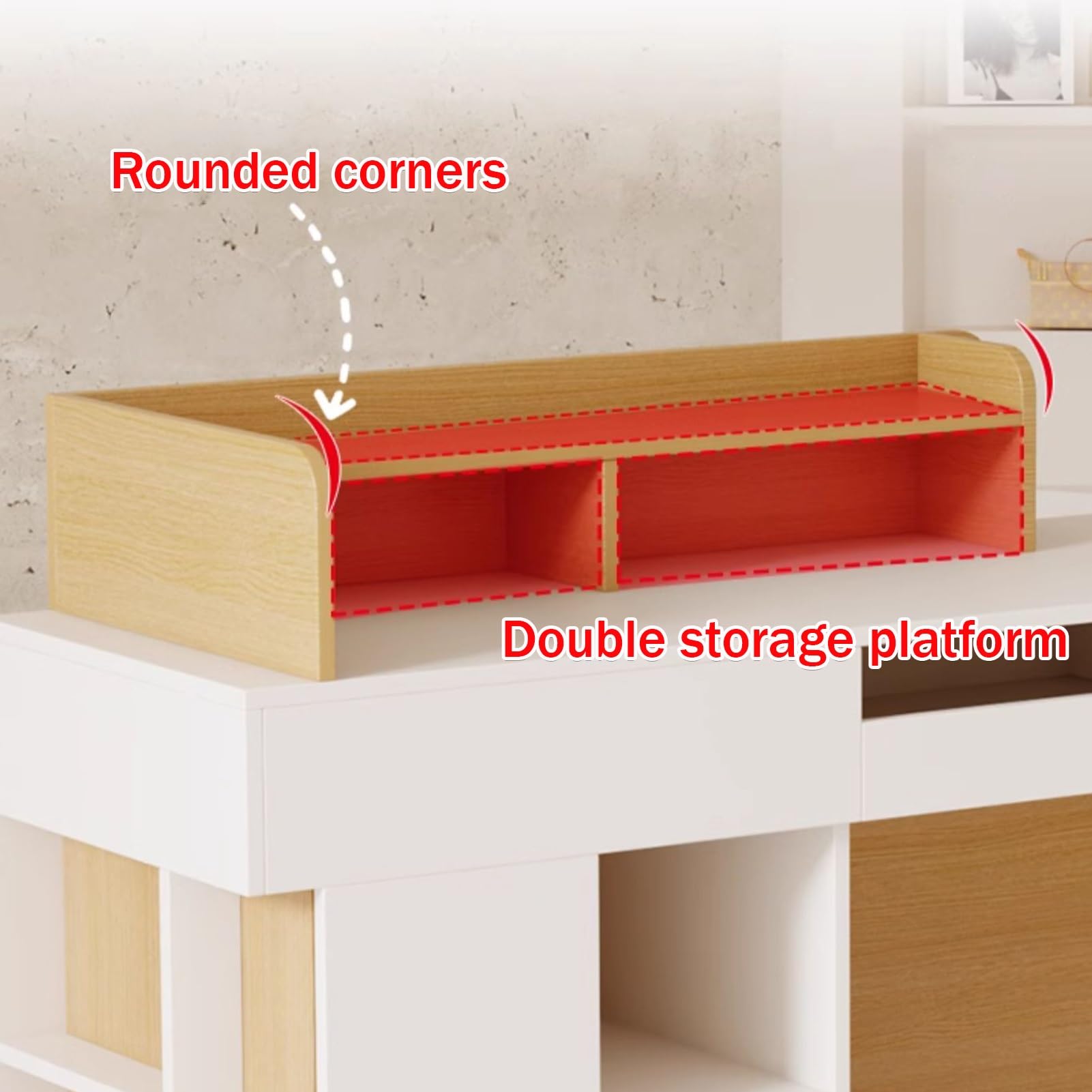 Generico Banco Cassa Moderno per Negozi con Vassoio e cassetto per Tastiera, Reception con vani portaoggetti Laterali, 120 cm, Finitura in Legno Naturale, Soluzione eleg