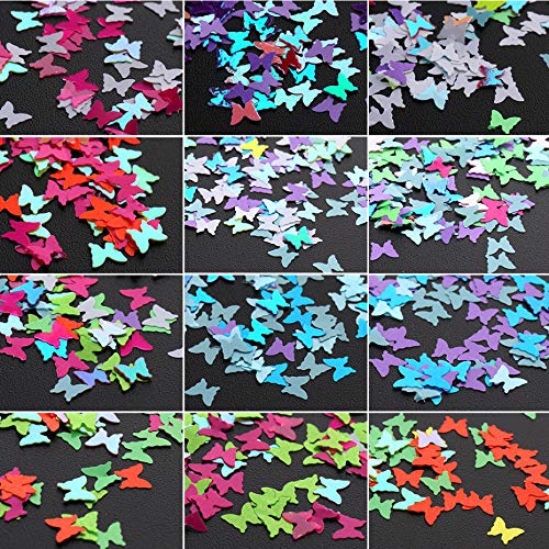 Changar Butterfly Nail Art Glitter Sequins, 3D Laser Butterfly Nail Decals Sticker Holographic Nail Sparkle Glitter For Manicure Make Up Diy Decals Decoration … #TOP7