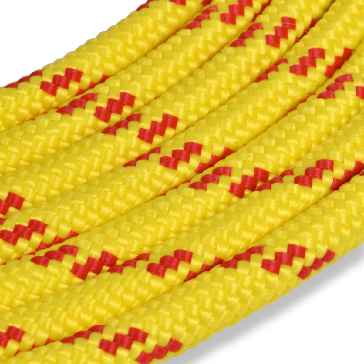 006006282 Treccia corit gialla, 10 mm - 10 mt, Corda intrecciata multiuso resistente ai raggi U.V. e all'abrasione, per attività all'aperto, giardino, mare, guinzagli e fai da te, rottura 1.050 kg