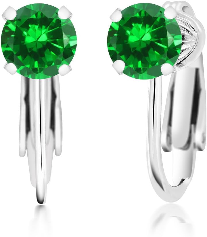Gem Stone King 925 Sterling Silver 6MM Round Gemstone Birthstone Clip-On Earrings | Fine Jewelry Gifts for Her Mom Women Wife