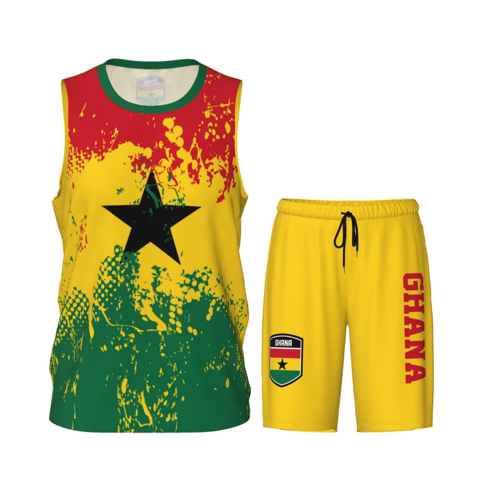 Ghana Flag Grain (3) Basketball Jersey Uniform Suit for Men Women Adults Training Athletic Set