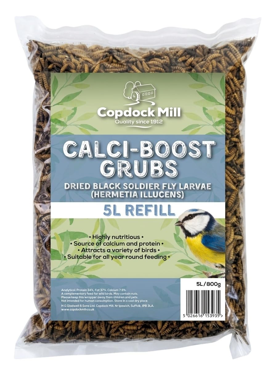 Copdock Mill Wild Birds Dried Calic Worms, 800g, All Life Stages, Calic Grub, Wild Bird Feeding, 5000 millilitre
