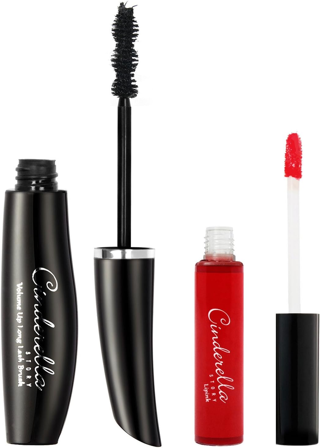 CinderellaStory Season2 2-pcs Makeup Set, Waterproof Fiber Mascara & Lip-ink, Red