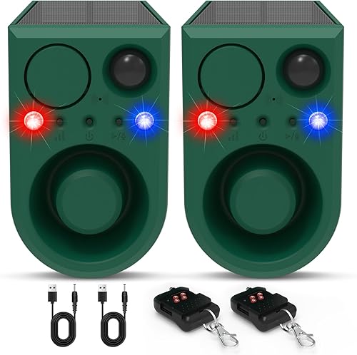 Miniatura 10 de ChunHee Alarma solar con sensor de movimiento para exteriores con sonido de alarma de ladridos de perro, grabación de soporte y volumen ajustable, 1