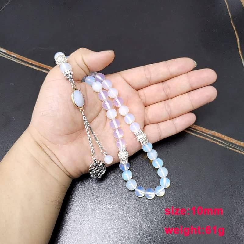 Miniatura 5 de ALBASHAN ópalo piedra plata accesorios mujer Tasbih 33 66 99 100 cuentas musulmán Misbaha niña pulsera Islam Rosario