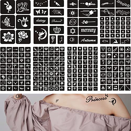 CUTELIILI Temporary Tattoo Stencils 340+,Henna Tattoos Body Art Stencil Templates, Self-adhesive Partial Tattoo stencils for Women Girls or Kids