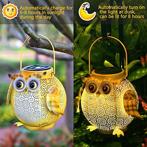 2 Pack Hanging Solar Lanterns - Garden Light Waterproof Metal Decorative Solar Lantern Lights Outdoor For Patio Yard Table Pathway With Owl Pattern #TOP3