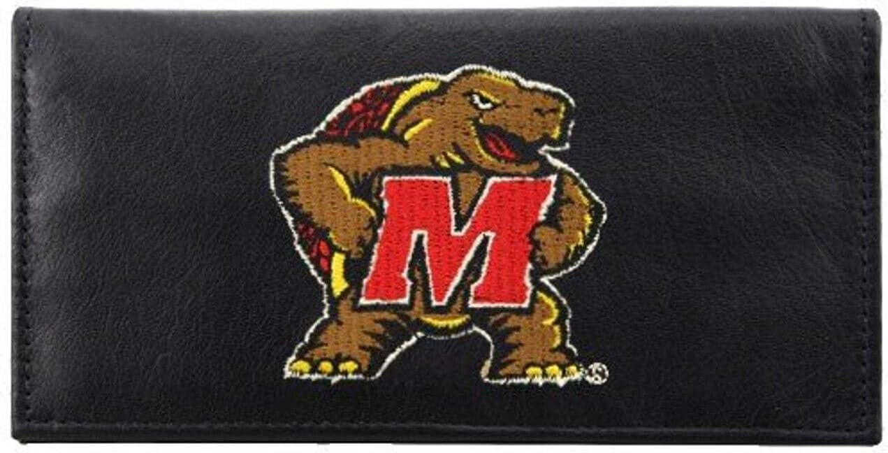 Maryland Terrapins NCAA Embroidered Team Logo Leather Checkbook Wallet by RICO