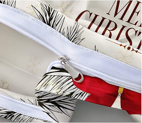 Miniatura 5 de Holiyjog Juego de funda de edredón de Navidad 3D, fundas de edredón y fundas de almohada con patrón de lazo rojo, juegos de ropa de cama de color