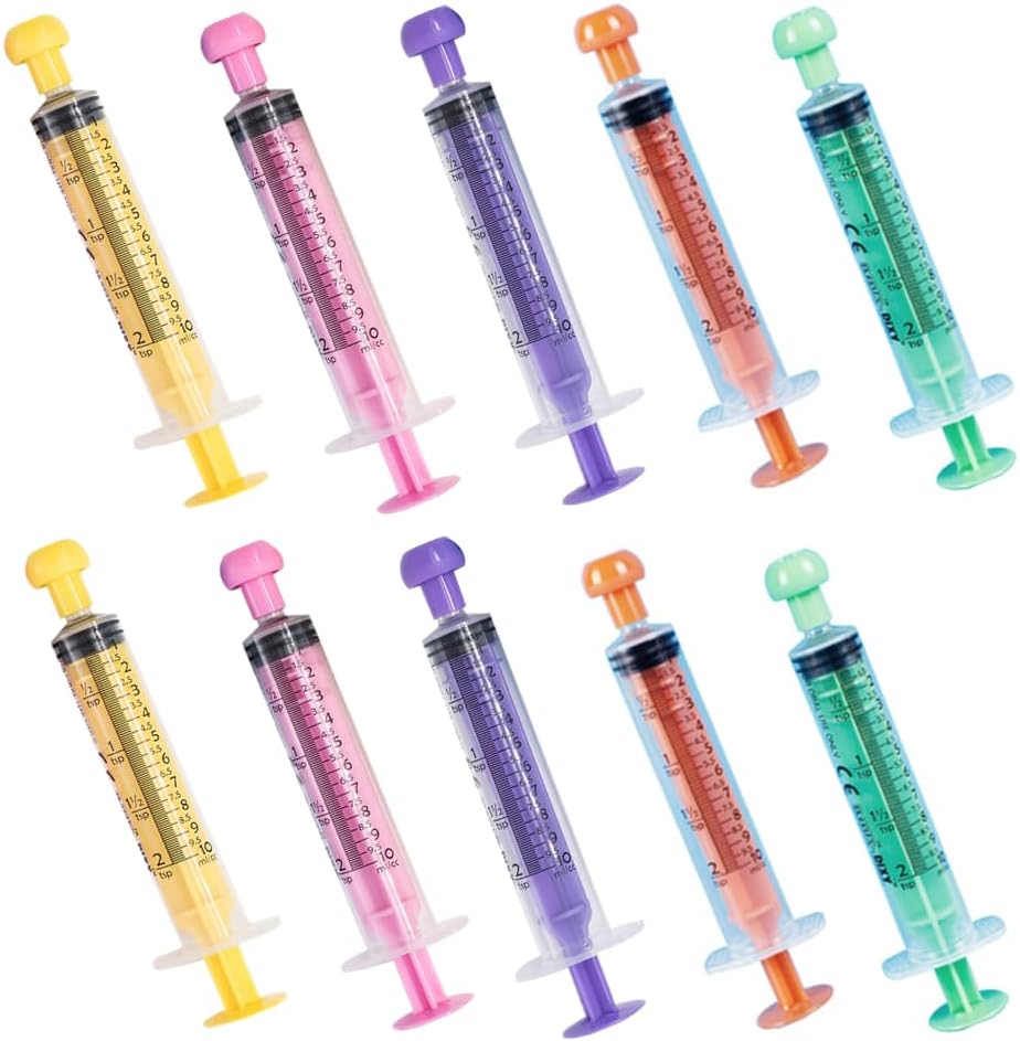 10 PCS 10ml Professional Plastic Syringe Feeder and Cover, Individually Sealed Measuring Syringe Tools for Scientific Labs, Liquid Dispensing, Pet Feeding, Party Supplies