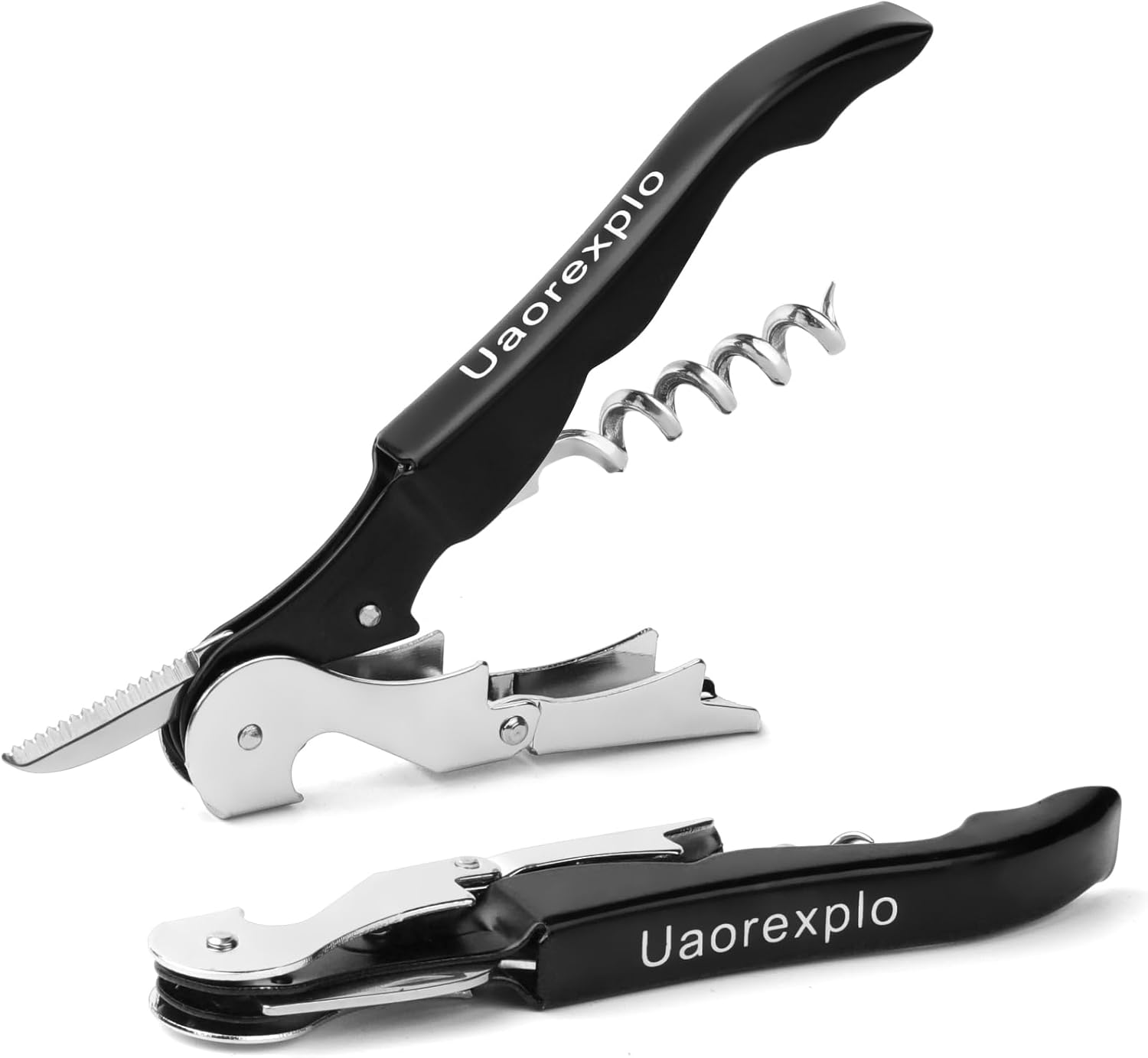 Uaorexplo Wine Key, Black, 2PCS, Waiter Corkscrew Wine