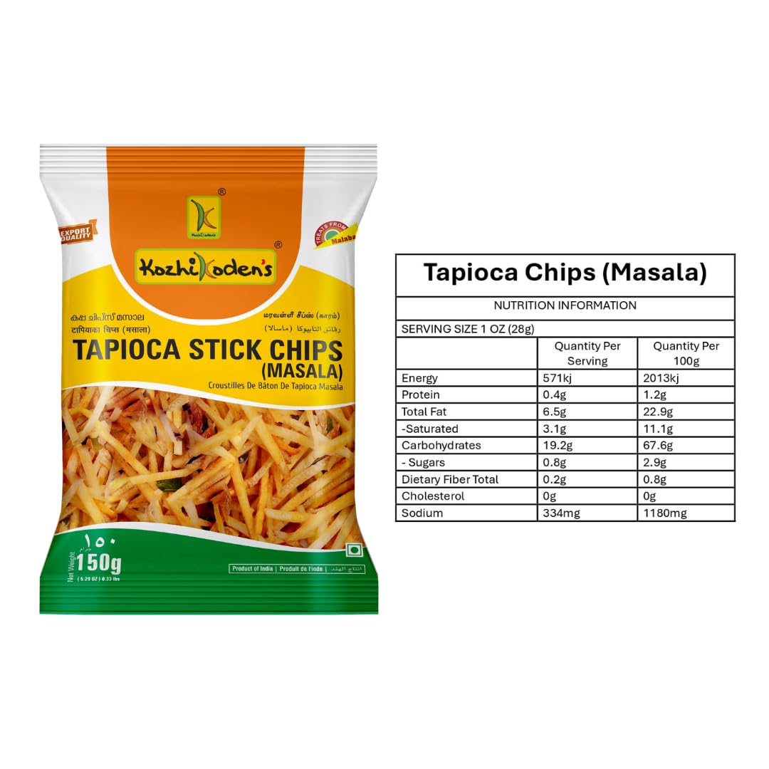 Kozhikodens Tapioca Stick Chips - Crunchy, Authentic Kerala Snack - Gluten-Free, No Artificial Additives, Perfect Tea-Time Bites (Stick Chips, Masala),300g - Image 4 thumbnail