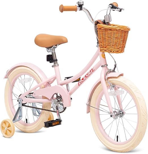 ACEGER Girls Bike with Basket, Kids Bicycle for 3-13 Years, Included Coaster Brake & Caliper Brake, 14 16 18 Inch with Training Wheels, 20 24 26 Inch with Kickstand but no Training Wheels