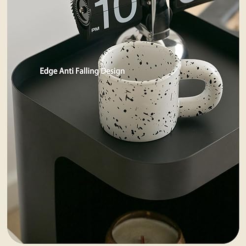 Miniatura 6 de Mesa auxiliar moderna, mesa auxiliar pequeña para espacios pequeños, mesita de noche de metal con estante de almacenamiento, mesa de noche que