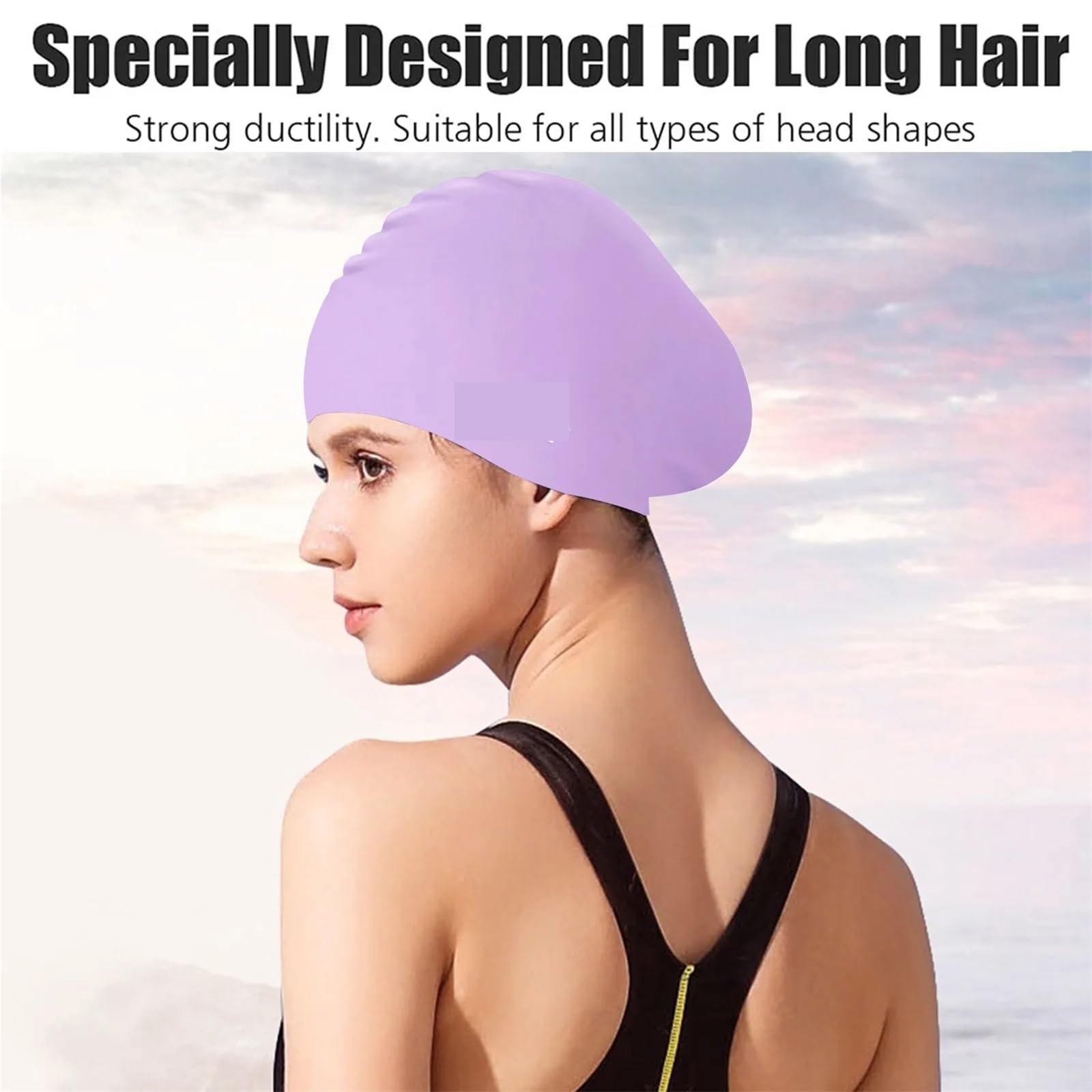 Gorro de natación Silicona for Mujer, Gorros for Pelo Largo, Impermeables, 2 uds para Uso En Piscinas