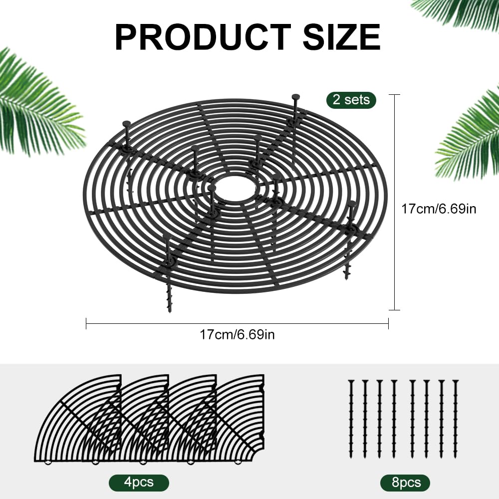 2 Pcs Grille Protection Plante Noir - Protège Pot de Fleur Chat, Cache Pot, Protections de Sol, Pour Animaux - Plastique 30 cm