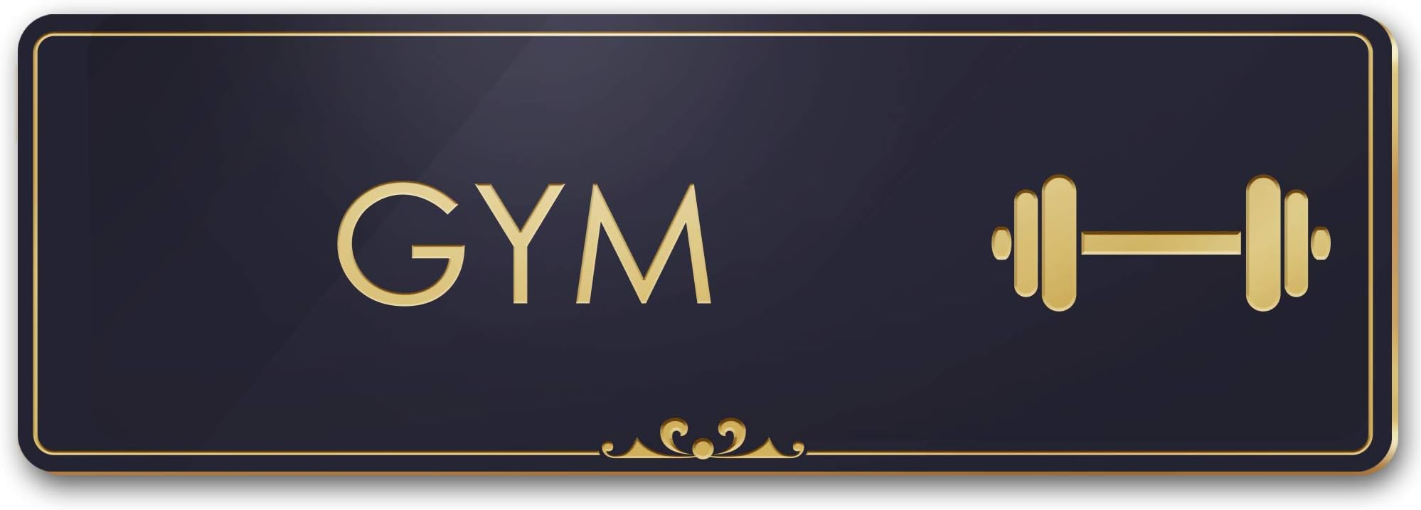 Gym Sign, Black/Gold, Engraved, 3" x 9", Fade Resistance, Indoor/Outdoor Use, USA MADE By My Sign Center