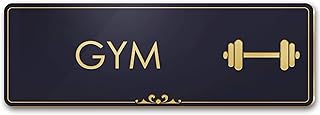 Gym Sign, Black/Gold, Engraved, 3