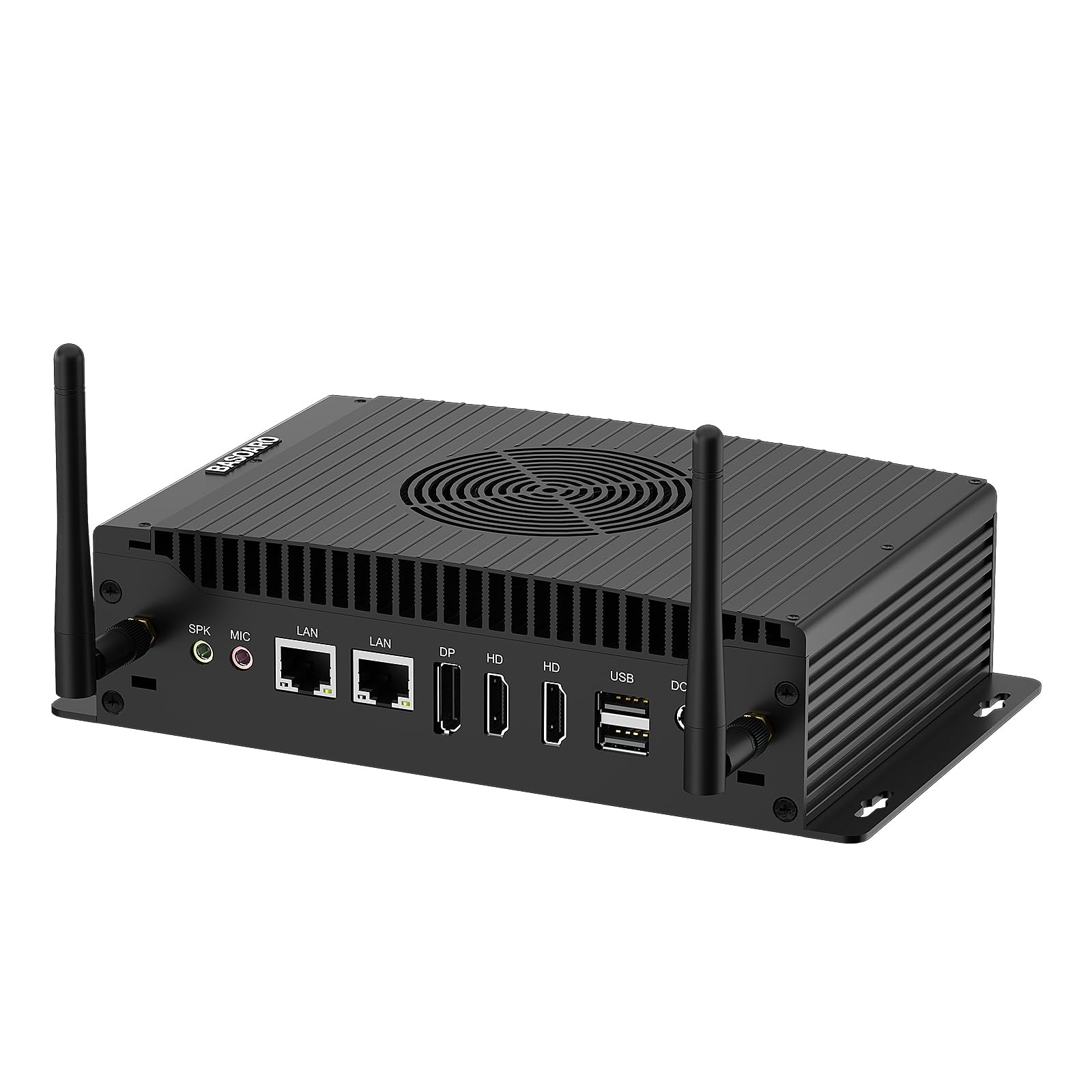 BASOARO Mini PC Industriel i5 1235U, 16GB RAM 256GB SSD, Refroidissement par Ventilateur, Win 11 Pro, Double LAN, Triple Affichage 4K (2 HD + DP), 2RS232/RS422/RS485 COM, GPIO, WiFi 6, BT 5.2
