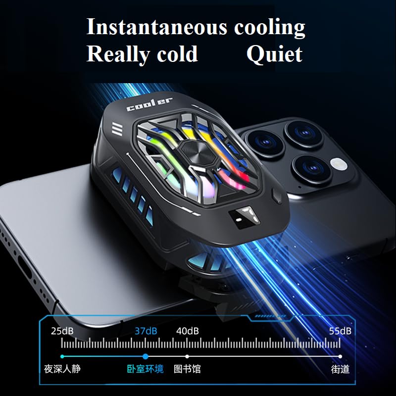 Phone Cooler for Gaming,Phone Cooling Fan.He is a Necessary Cooling Product for Long Live Streaming, Playing Games, and Brushing Short Video Screens. image 4 of 10 B0D5WNZKVN