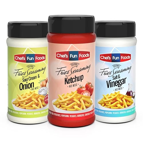 Chef's Fun Foods - Condimentos gourmet | Comida Kosher para restaurantes y cocineros caseros | Combo de crema agria y cebolla, salsa de tomate, sal