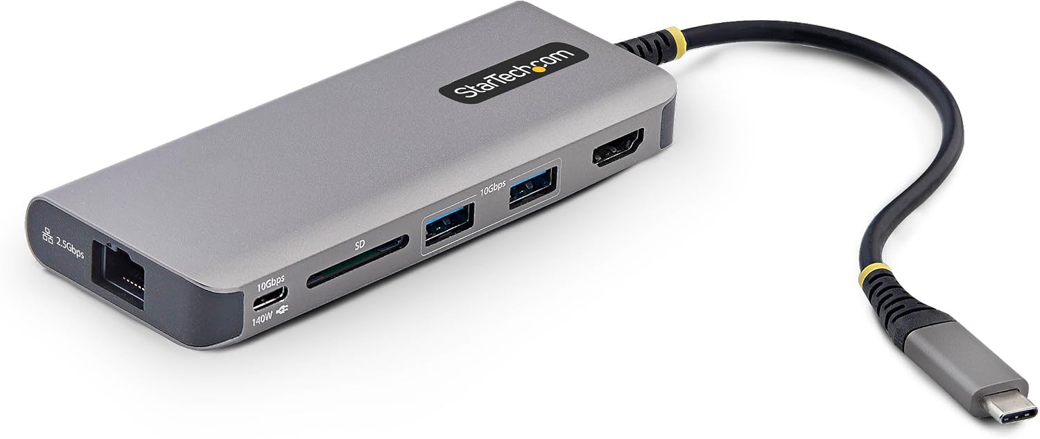 StarTech 6-in-1 USB-C Mini Dock, 4K HDMI, 140W PD, 10Gbps, 2.5GbE, SD